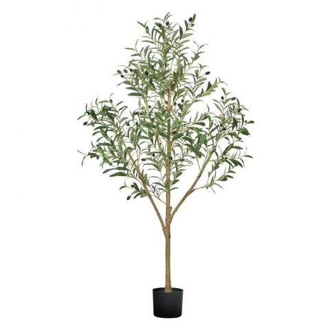 Darrahopens Home & Garden > Artificial Plants > Artificial Trees 150 cm Artificial Olive Tree with Black Pot, Faux Tree with Natural Wood Trunk & Lifelike Leaves, Indoor Decor for Home, Office & Living Room In Australia - Darrahopens