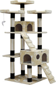 Darrahopens Home & Garden > Artificial Plants > Artificial Trees CARLA HOME 180cm Cat Tree Tower for Indoor Cats with Dual Condos, Plush Perches, Sisal Scratching Posts & Ramps for Kittens & Adult Cats (Beige)