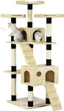 Darrahopens Home & Garden > Artificial Plants > Artificial Trees CARLA HOME 180cm Cat Tree Tower for Indoor Cats with Dual Condos, Plush Perches, Sisal Scratching Posts & Ramps for Kittens & Adult Cats (Beige)