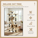 Darrahopens Home & Garden > Artificial Plants > Artificial Trees CARLA HOME 180cm Cat Tree Tower for Indoor Cats with Dual Condos, Plush Perches, Sisal Scratching Posts & Ramps for Kittens & Adult Cats (Beige)