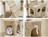Darrahopens Home & Garden > Artificial Plants > Artificial Trees CARLA HOME 180cm Cat Tree Tower for Indoor Cats with Dual Condos, Plush Perches, Sisal Scratching Posts & Ramps for Kittens & Adult Cats (Beige)