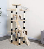 Darrahopens Home & Garden > Artificial Plants > Artificial Trees CARLA HOME 180cm Cat Tree Tower for Indoor Cats with Dual Condos, Plush Perches, Sisal Scratching Posts & Ramps for Kittens & Adult Cats (Beige)