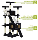Darrahopens Home & Garden > Artificial Plants > Artificial Trees CARLA HOME 180cm Cat Tree Tower for Indoor Cats with Dual Condos, Plush Perches, Sisal Scratching Posts & Ramps for Kittens & Adult Cats (Black)