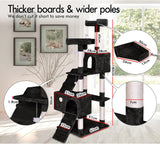 Darrahopens Home & Garden > Artificial Plants > Artificial Trees CARLA HOME 180cm Cat Tree Tower for Indoor Cats with Dual Condos, Plush Perches, Sisal Scratching Posts & Ramps for Kittens & Adult Cats (Black)