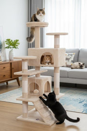 Darrahopens Home & Garden > Artificial Plants > Artificial Trees CARLA HOME 180cm Cat Tree Tower for Indoor Cats with Plush Perches, Dual Condos, Natural Sisal Scratching Posts & Ramp for Kittens & Adult Cats (Beige)
