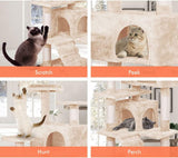 Darrahopens Home & Garden > Artificial Plants > Artificial Trees CARLA HOME 180cm Cat Tree Tower for Indoor Cats with Plush Perches, Dual Condos, Natural Sisal Scratching Posts & Ramp for Kittens & Adult Cats (Beige)