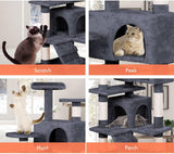 Darrahopens Home & Garden > Artificial Plants > Artificial Trees CARLA HOME 180cm Cat Tree Tower for Indoor Cats with Plush Perches, Dual Condos, Natural Sisal Scratching Posts & Ramp for Kittens & Adult Cats (Dark Grey)