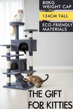Darrahopens Home & Garden > Artificial Plants > Artificial Trees CARLA HOME 180cm Cat Tree Tower for Indoor Cats with Plush Perches, Dual Condos, Natural Sisal Scratching Posts & Ramp for Kittens & Adult Cats (Dark Grey)
