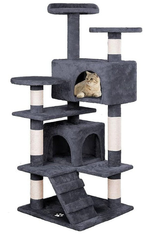 Darrahopens Home & Garden > Artificial Plants > Artificial Trees CARLA HOME 180cm Cat Tree Tower for Indoor Cats with Plush Perches, Dual Condos, Natural Sisal Scratching Posts & Ramp for Kittens & Adult Cats (Dark Grey)