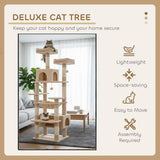 Darrahopens Home & Garden > Artificial Plants > Artificial Trees CARLA HOME 180cm Cat Tree Tower for Indoor Cats with Plush Perches, Dual Condos, Natural Sisal Scratching Posts & Ramps for Kittens & Adult Cats (Beige)