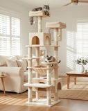 Darrahopens Home & Garden > Artificial Plants > Artificial Trees CARLA HOME 180cm Cat Tree Tower for Indoor Cats with Plush Perches, Dual Condos, Natural Sisal Scratching Posts & Ramps for Kittens & Adult Cats (Beige)