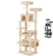 Darrahopens Home & Garden > Artificial Plants > Artificial Trees CARLA HOME 180cm Cat Tree Tower for Indoor Cats with Plush Perches, Dual Condos, Natural Sisal Scratching Posts & Ramps for Kittens & Adult Cats (Beige)