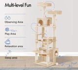 Darrahopens Home & Garden > Artificial Plants > Artificial Trees CARLA HOME 180cm Cat Tree Tower for Indoor Cats with Plush Perches, Dual Condos, Natural Sisal Scratching Posts & Ramps for Kittens & Adult Cats (Beige)