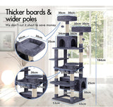 Darrahopens Home & Garden > Artificial Plants > Artificial Trees CARLA HOME 180cm Cat Tree Tower for Indoor Cats with Plush Perches, Dual Condos, Natural Sisal Scratching Posts & Ramps for Kittens & Adult Cats (Grey)