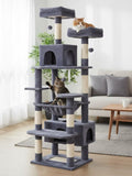 Darrahopens Home & Garden > Artificial Plants > Artificial Trees CARLA HOME 180cm Cat Tree Tower for Indoor Cats with Plush Perches, Dual Condos, Natural Sisal Scratching Posts & Ramps for Kittens & Adult Cats (Grey)