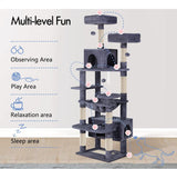 Darrahopens Home & Garden > Artificial Plants > Artificial Trees CARLA HOME 180cm Cat Tree Tower for Indoor Cats with Plush Perches, Dual Condos, Natural Sisal Scratching Posts & Ramps for Kittens & Adult Cats (Grey)