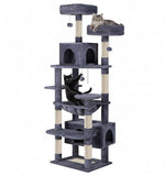 Darrahopens Home & Garden > Artificial Plants > Artificial Trees CARLA HOME 180cm Cat Tree Tower for Indoor Cats with Plush Perches, Dual Condos, Natural Sisal Scratching Posts & Ramps for Kittens & Adult Cats (Grey)