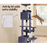 Darrahopens Home & Garden > Artificial Plants > Artificial Trees CARLA HOME 180cm Cat Tree Tower for Indoor Cats with Plush Perches, Dual Condos, Natural Sisal Scratching Posts & Ramps for Kittens & Adult Cats (Grey)
