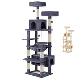 Darrahopens Home & Garden > Artificial Plants > Artificial Trees CARLA HOME 180cm Cat Tree Tower for Indoor Cats with Plush Perches, Dual Condos, Natural Sisal Scratching Posts & Ramps for Kittens & Adult Cats (Grey)