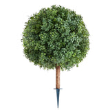 Darrahopens Home & Garden > Artificial Plants > Artificial Trees VEVOR Artificial Topiary Boxwood Trees with Ground Spike, 2 Set 686mm Faux Shrubs & Bushes Potted Plants, Fake Silk Tree Look Real for Decor Front Porch Outdoor Indoor Patio Garden Balcony Backyard