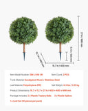 Darrahopens Home & Garden > Artificial Plants > Artificial Trees VEVOR Artificial Topiary Boxwood Trees with Ground Spike, 2 Set 686mm Faux Shrubs & Bushes Potted Plants, Fake Silk Tree Look Real for Decor Front Porch Outdoor Indoor Patio Garden Balcony Backyard