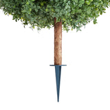 Darrahopens Home & Garden > Artificial Plants > Artificial Trees VEVOR Artificial Topiary Boxwood Trees with Ground Spike, 2 Set 686mm Faux Shrubs & Bushes Potted Plants, Fake Silk Tree Look Real for Decor Front Porch Outdoor Indoor Patio Garden Balcony Backyard