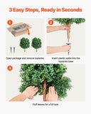 Darrahopens Home & Garden > Artificial Plants > Artificial Trees VEVOR Artificial Topiary Boxwood Trees with Ground Spike, 2 Set 686mm Faux Shrubs & Bushes Potted Plants, Fake Silk Tree Look Real for Decor Front Porch Outdoor Indoor Patio Garden Balcony Backyard