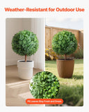 Darrahopens Home & Garden > Artificial Plants > Artificial Trees VEVOR Artificial Topiary Boxwood Trees with Ground Spike, 2 Set 686mm Faux Shrubs & Bushes Potted Plants, Fake Silk Tree Look Real for Decor Front Porch Outdoor Indoor Patio Garden Balcony Backyard