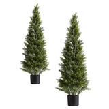 Darrahopens Home & Garden > Artificial Plants > Artificial Trees VEVOR Artificial Topiary Cedar Trees, 2 Set 1219mm Faux Pine Shrubs Plants, Fake Silk Tree Look Real, Easy Assembly for Decor Front Porch Outdoor Patio Garden Balcony Backyard Indoor Office