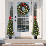 Darrahopens Home & Garden > Artificial Plants > Artificial Trees VEVOR Artificial Topiary Cedar Trees, 2 Set 1219mm Faux Pine Shrubs Plants, Fake Silk Tree Look Real, Easy Assembly for Decor Front Porch Outdoor Patio Garden Balcony Backyard Indoor Office