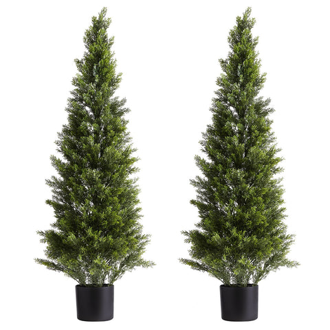 Darrahopens Home & Garden > Artificial Plants > Artificial Trees VEVOR Artificial Topiary Cedar Trees, 2 Set 1219mm Faux Pine Shrubs Plants, Fake Silk Tree Look Real, Easy Assembly for Decor Front Porch Outdoor Patio Garden Balcony Backyard Indoor Office