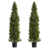 Darrahopens Home & Garden > Artificial Plants > Artificial Trees VEVOR Artificial Topiary Cedar Trees, 2 Set 1524mm Faux Pine Shrubs Plants, Fake Silk Tree Look Real, Easy Assembly for Decor Front Porch Outdoor Patio Garden Balcony Backyard Indoor Office