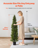 Darrahopens Home & Garden > Artificial Plants > Artificial Trees VEVOR Artificial Topiary Cedar Trees, 2 Set 1524mm Faux Pine Shrubs Plants, Fake Silk Tree Look Real, Easy Assembly for Decor Front Porch Outdoor Patio Garden Balcony Backyard Indoor Office
