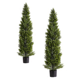 Darrahopens Home & Garden > Artificial Plants > Artificial Trees VEVOR Artificial Topiary Cedar Trees, 2 Set 1524mm Faux Pine Shrubs Plants, Fake Silk Tree Look Real, Easy Assembly for Decor Front Porch Outdoor Patio Garden Balcony Backyard Indoor Office
