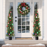 Darrahopens Home & Garden > Artificial Plants > Artificial Trees VEVOR Artificial Topiary Cedar Trees, 2 Set 1524mm Faux Pine Shrubs Plants, Fake Silk Tree Look Real, Easy Assembly for Decor Front Porch Outdoor Patio Garden Balcony Backyard Indoor Office
