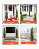 Darrahopens Home & Garden > Artificial Plants > Artificial Trees VEVOR Artificial Topiary Cedar Trees, 2 Set 1524mm Faux Pine Shrubs Plants, Fake Silk Tree Look Real, Easy Assembly for Decor Front Porch Outdoor Patio Garden Balcony Backyard Indoor Office