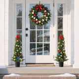 Darrahopens Home & Garden > Artificial Plants > Artificial Trees VEVOR Artificial Topiary Cedar Trees, 2 Set 914mm Faux Pine Shrubs Plants, Fake Silk Tree Look Real, Easy Assembly for Decor Front Porch Outdoor Patio Garden Balcony Backyard Indoor Office