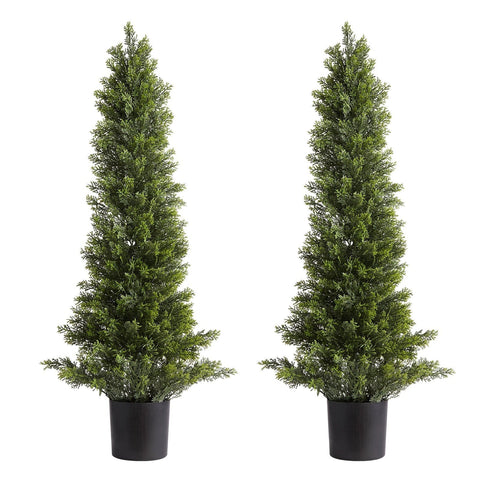 Darrahopens Home & Garden > Artificial Plants > Artificial Trees VEVOR Artificial Topiary Cedar Trees, 2 Set 914mm Faux Pine Shrubs Plants, Fake Silk Tree Look Real, Easy Assembly for Decor Front Porch Outdoor Patio Garden Balcony Backyard Indoor Office