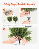Darrahopens Home & Garden > Artificial Plants > Artificial Trees VEVOR Artificial Topiary Cypress Trees with Ground Spike, 2 Set 406mm Faux Shrubs & Bushes Potted Plants, Fake Silk Tree Look Real for Decor Front Porch Outdoor Indoor Patio Garden Balcony Backyard