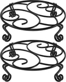 Darrahopens Home & Garden > Artificial Plants > Pots, Planters & Accessories 2 Pack Round Metal Plant Stands for Flower Pots, Heavy-Duty Rustproof Iron Indoor and Outdoor Planter Risers, Black, 30 cm In Australia - Darrahopens