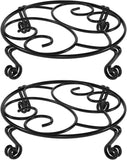Darrahopens Home & Garden > Artificial Plants > Pots, Planters & Accessories 2 Pack Round Metal Plant Stands for Flower Pots, Heavy-Duty Rustproof Iron Indoor and Outdoor Planter Risers, Black, 30 cm In Australia - Darrahopens