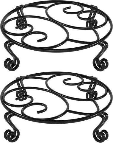 Darrahopens Home & Garden > Artificial Plants > Pots, Planters & Accessories 2 Pack Round Metal Plant Stands for Flower Pots, Heavy-Duty Rustproof Iron Indoor and Outdoor Planter Risers, Black, 30 cm In Australia - Darrahopens
