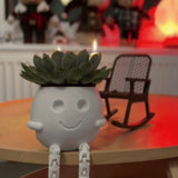 Darrahopens Home & Garden > Artificial Plants > Pots, Planters & Accessories 3D printed rocking planter, perfect as a desktop decoration, bookshelf embellishment, or gift. White.