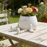 Darrahopens Home & Garden > Artificial Plants > Pots, Planters & Accessories 3D-printed sitting flower pot, white