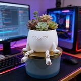 Darrahopens Home & Garden > Artificial Plants > Pots, Planters & Accessories 3D-printed sitting flower pot, white