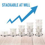 Darrahopens Home & Garden > Artificial Plants > Pots, Planters & Accessories 5 Tier Stackable Planter Pots Vertical Garden Stacking Space Saving High Yield Ideal for Herbs Flower Plants Veggies With Wheel White 37cm Width