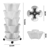 Darrahopens Home & Garden > Artificial Plants > Pots, Planters & Accessories 5 Tier Stackable Planter Pots Vertical Garden Stacking Space Saving High Yield Ideal for Herbs Flower Plants Veggies With Wheel White 37cm Width