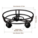 Black Round Movable Plant Caddy with Wheels