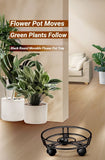 Darrahopens Home & Garden > Artificial Plants > Pots, Planters & Accessories Black Round Movable Plant Caddy with Wheels