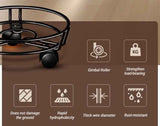 Black Round Movable Plant Caddy with Wheels